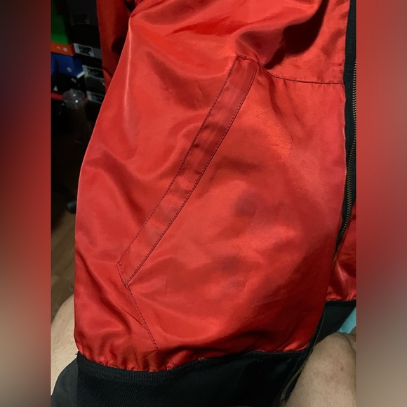 True Religion Embroidered Snake Design Reversible Bomber Jacket - Picture 15 of 15